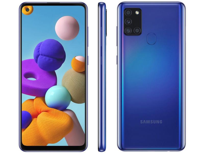 Smartphone Samsung Galaxy A21s 64GB Azul 4G - 4GB RAM 6,5” Câm